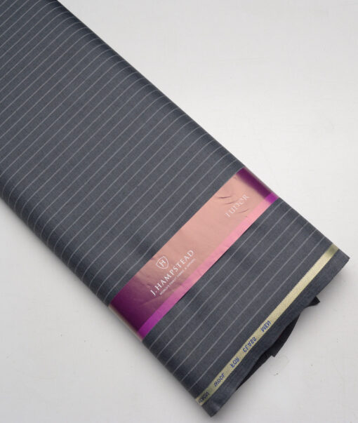 J.Hampstead Super 120's Striped 30% Wool Suiting Fabric (Grey)