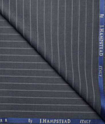 J.Hampstead Super 120's Striped 30% Wool Suiting Fabric (Grey)