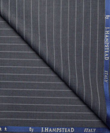 J.Hampstead Super 120's Striped 30% Wool Suiting Fabric (Grey)