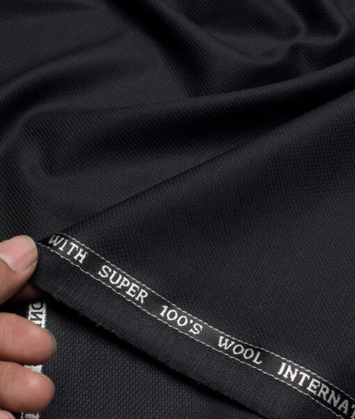 Panero Italy Super 100's Structured 20% Merino Wool Suiting Fabric (Black)
