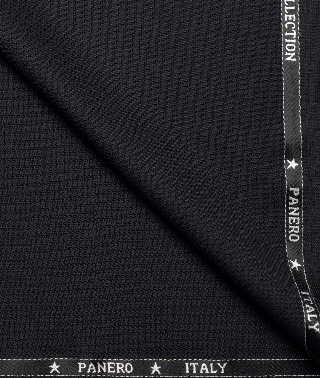 Panero Italy Super 100's Structured 20% Merino Wool Suiting Fabric (Black) Panero Italy Super 100's Structured 20% Merino Wool Suiting Fabric (Black)