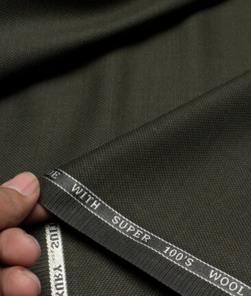 Panero Italy Super 100's Structured 20% Merino Wool Suiting Fabric (Dark Olive Green)
