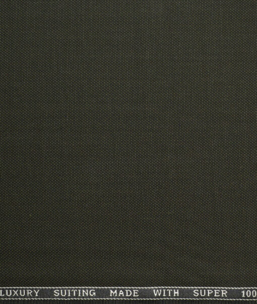 Panero Italy Super 100's Structured 20% Merino Wool Suiting Fabric (Dark Olive Green)