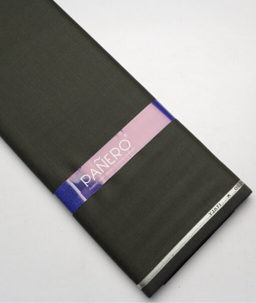 Panero Italy Super 100's Structured 20% Merino Wool Suiting Fabric (Dark Olive Green)