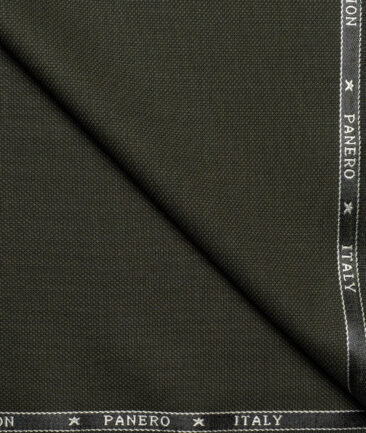 Panero Italy Super 100's Structured 20% Merino Wool Suiting Fabric (Dark Olive Green)