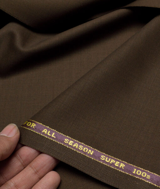 Reid & Taylor Super 100's Solids 40% Merino Wool Suiting Fabric (Irish Coffee Brown)