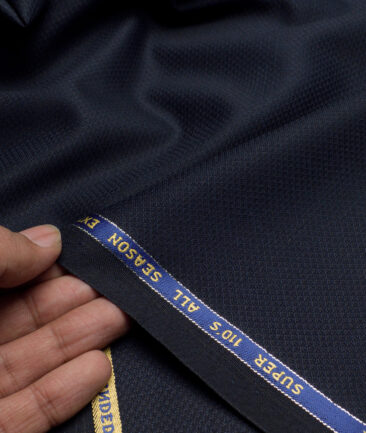 Simone Federico & Figli Italy Super 110's Structured 20% Wool Suiting Fabric (Dark Navy Blue)