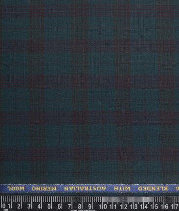 Simone Federico & Figli Italy Super 110's Checks 20% Wool Suiting Fabric (Dark Sea Green)