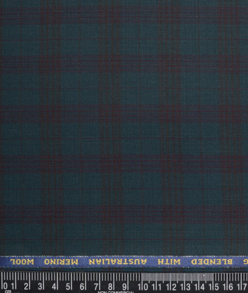 Simone Federico & Figli Italy Super 110's Checks 20% Wool Suiting Fabric (Dark Sea Green)
