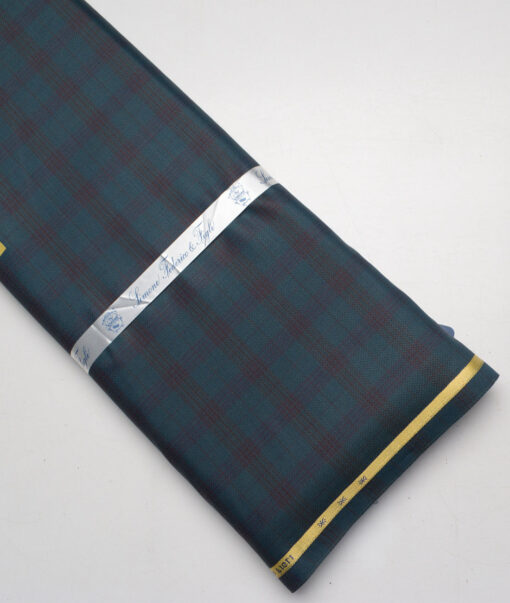 Simone Federico & Figli Italy Super 110's Checks 20% Wool Suiting Fabric (Dark Sea Green)