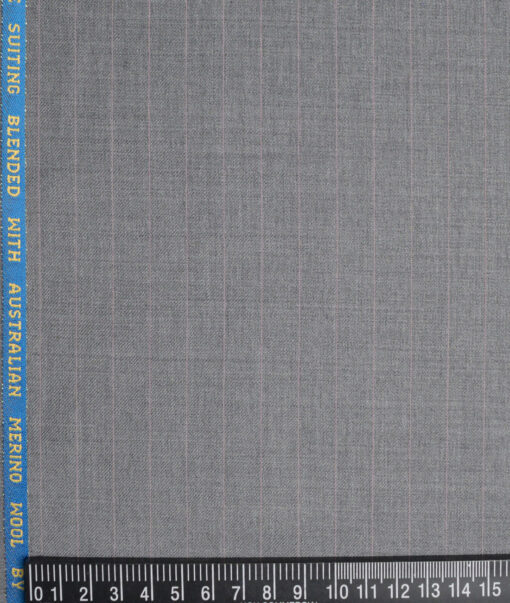 Simone Federico & Figli Italy Super 110's Striped 20% Wool Suiting Fabric (Grey)