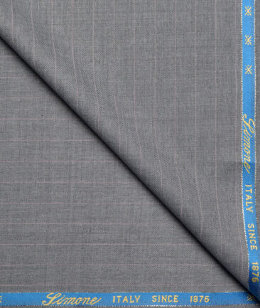 Simone Federico & Figli Italy Super 110's Striped 20% Wool Suiting Fabric (Grey)