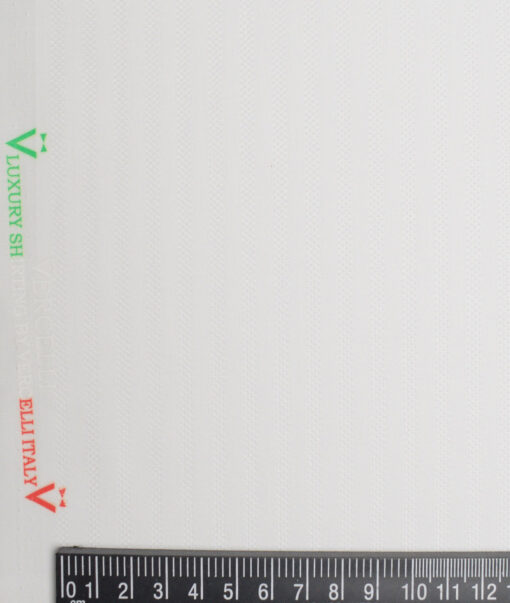 Vercelli Italy  Supima Cotton Striped Shirting Fabric (White)