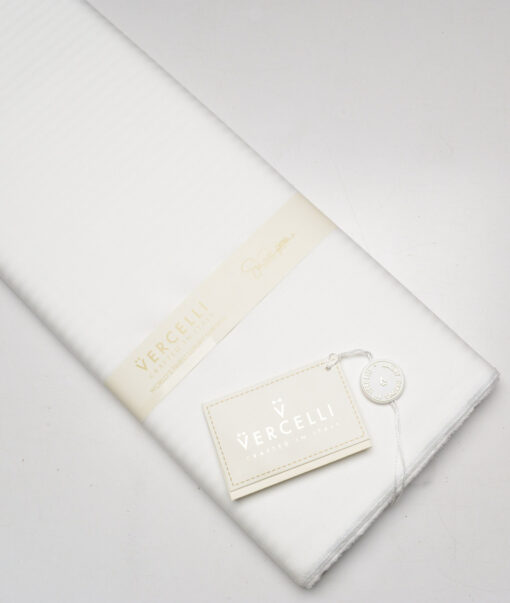 Vercelli Italy  Supima Cotton Striped Shirting Fabric (White)