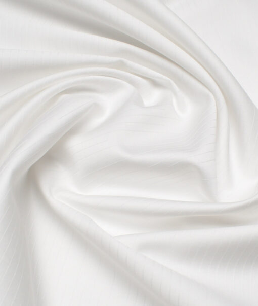 Vercelli Italy  Supima Cotton Striped Shirting Fabric (White)