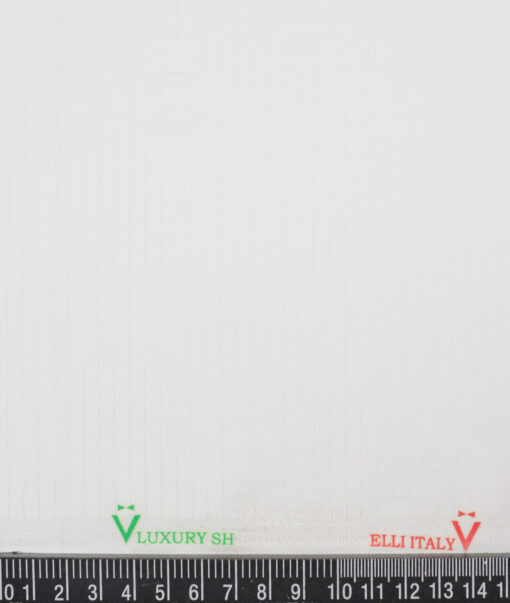 Vercelli Italy  Supima Cotton Striped Shirting Fabric (White)