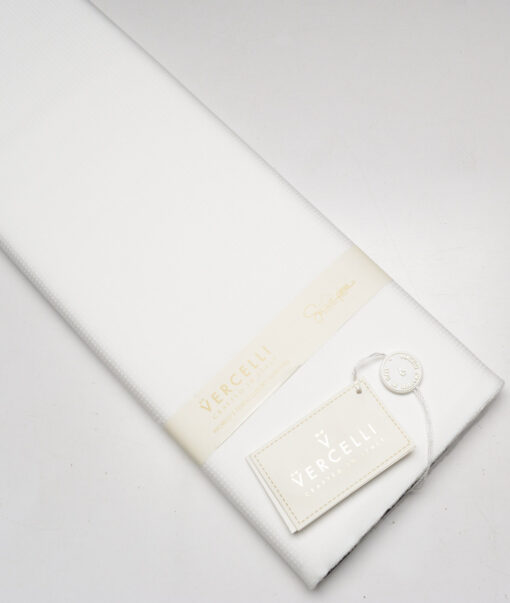 Vercelli Italy  Supima Cotton Checks Shirting Fabric (White)