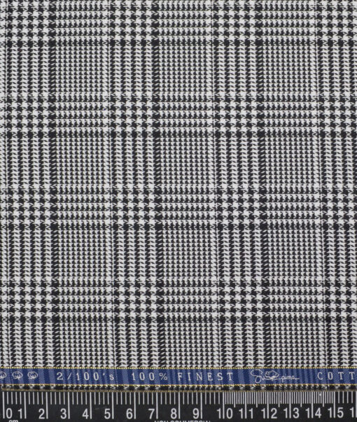 Vercelli Italy 2 Ply 100's Supima Cotton Checks Shirting Fabric (White & Black)