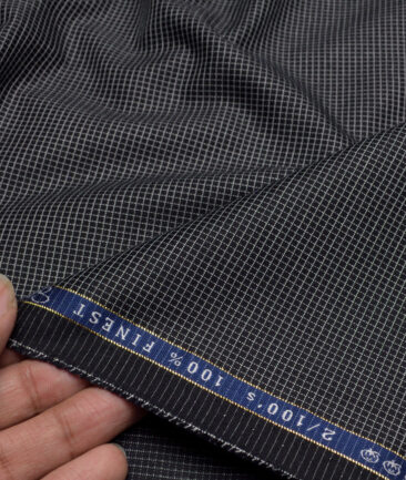 Vercelli Italy 2 Ply 100's Supima Cotton Checks Shirting Fabric (Black & White)