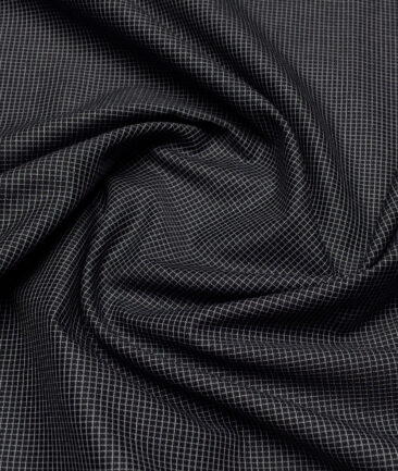 Vercelli Italy 2 Ply 100's Supima Cotton Checks Shirting Fabric (Black & White)