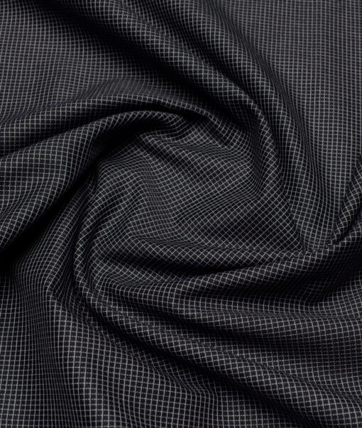 Vercelli Italy 2 Ply 100's Supima Cotton Checks Shirting Fabric (Black & White)