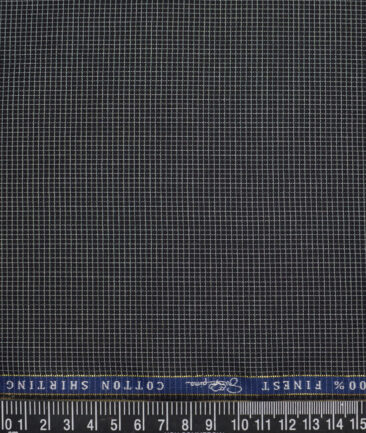 Vercelli Italy 2 Ply 100's Supima Cotton Checks Shirting Fabric (Black & White)