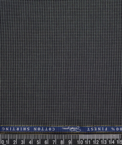 Vercelli Italy 2 Ply 100's Supima Cotton Checks Shirting Fabric (Black & White)