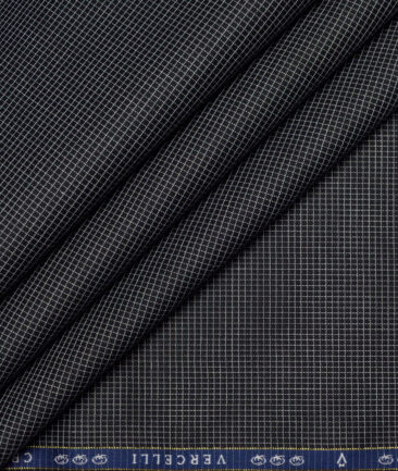 Vercelli Italy 2 Ply 100's Supima Cotton Checks Shirting Fabric (Black & White)