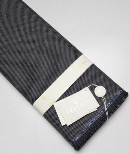 Vercelli Italy 2 Ply 100's Supima Cotton Checks Shirting Fabric (Black & White)