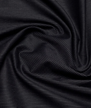 Vercelli Italy 2 Ply 100's Supima Cotton Striped Shirting Fabric (Black & White)