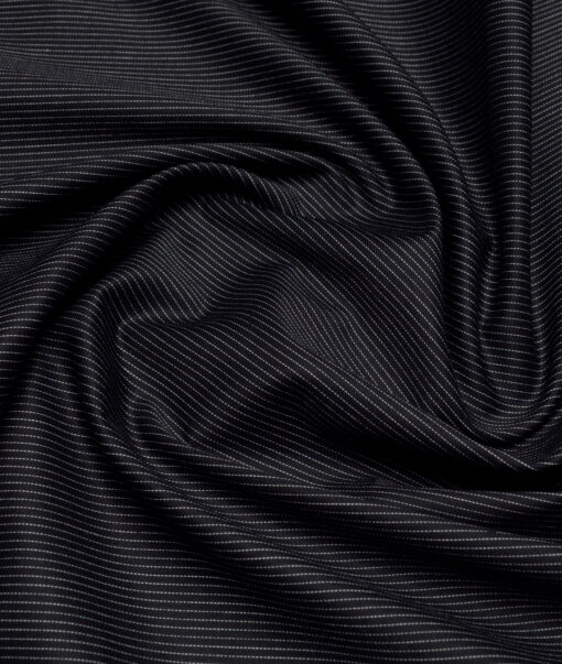 Vercelli Italy 2 Ply 100's Supima Cotton Striped Shirting Fabric (Black & White)