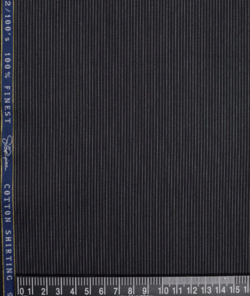 Vercelli Italy 2 Ply 100's Supima Cotton Striped Shirting Fabric (Black & White)