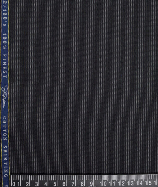 Vercelli Italy 2 Ply 100's Supima Cotton Striped Shirting Fabric (Black & White)