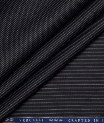 Vercelli Italy 2 Ply 100's Supima Cotton Striped Shirting Fabric (Black & White)