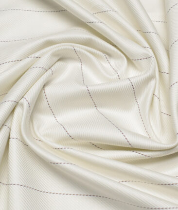 Vercelli Italy 2 Ply 100's Supima Cotton Striped Shirting Fabric (Cream)