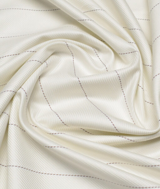Vercelli Italy 2 Ply 100's Supima Cotton Striped Shirting Fabric (Cream)