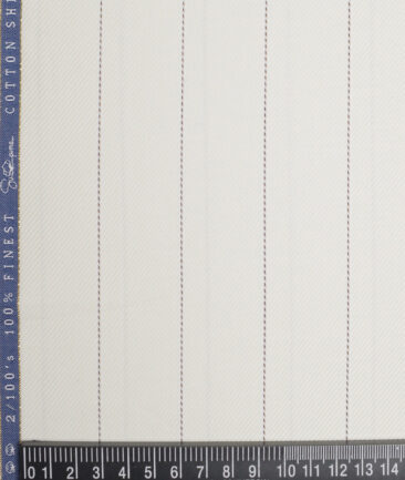 Vercelli Italy 2 Ply 100's Supima Cotton Striped Shirting Fabric (Cream)
