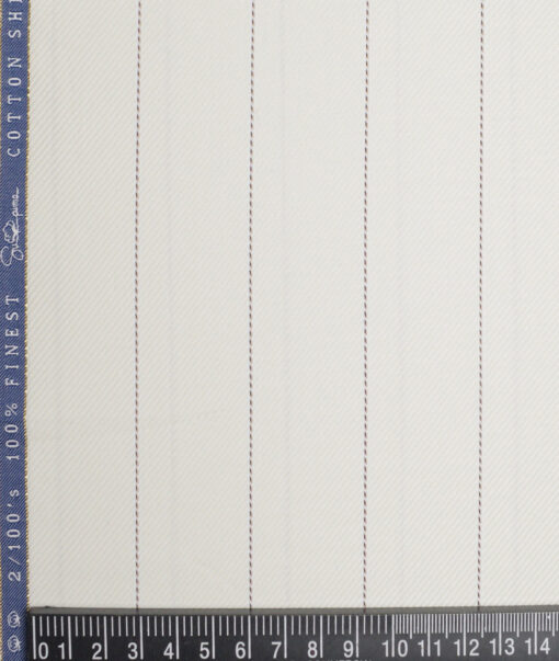 Vercelli Italy 2 Ply 100's Supima Cotton Striped Shirting Fabric (Cream)