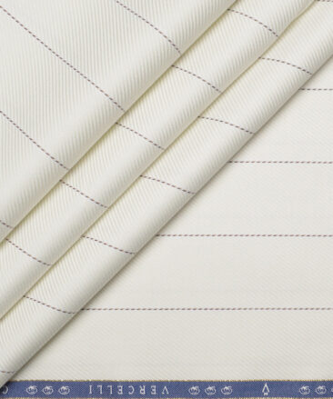 Vercelli Italy 2 Ply 100's Supima Cotton Striped Shirting Fabric (Cream)