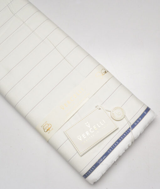 Vercelli Italy 2 Ply 100's Supima Cotton Striped Shirting Fabric (Cream)