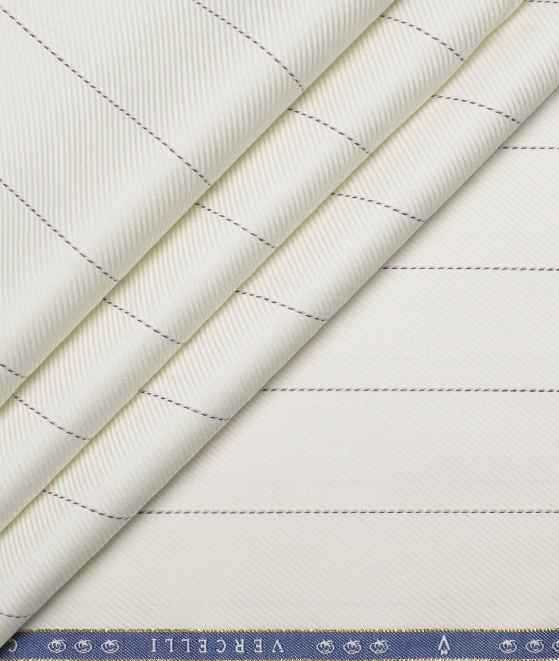 Vercelli Italy 2 Ply 100's Supima Cotton Striped Shirting Fabric (Cream) Vercelli Italy 2 Ply 100's Supima Cotton Striped Shirting Fabric (Cream)