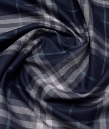 Vercelli Italy 2 Ply 100's Supima Cotton Checks Shirting Fabric (Dark Royal Blue)