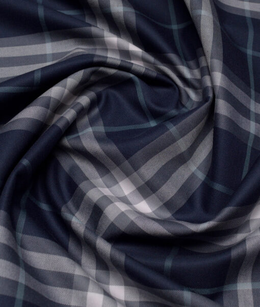Vercelli Italy 2 Ply 100's Supima Cotton Checks Shirting Fabric (Dark Royal Blue)