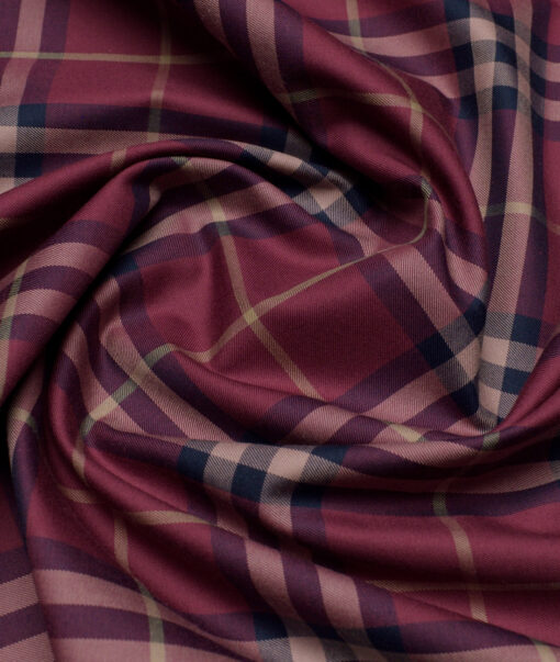 Vercelli Italy 2 Ply 100's Supima Cotton Checks Shirting Fabric (Maroon)