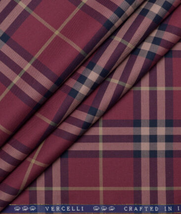 Vercelli Italy 2 Ply 100's Supima Cotton Checks Shirting Fabric (Maroon)