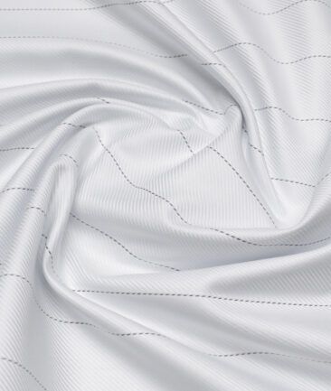 Vercelli Italy 2 Ply 100's Supima Cotton Striped Shirting Fabric (White)