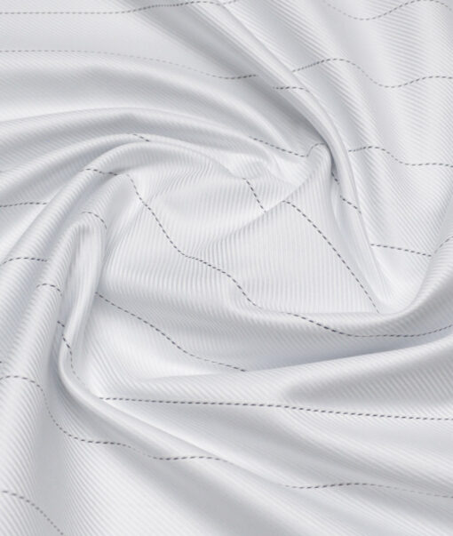 Vercelli Italy 2 Ply 100's Supima Cotton Striped Shirting Fabric (White)