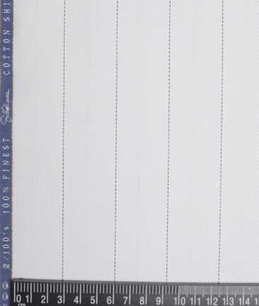 Vercelli Italy 2 Ply 100's Supima Cotton Striped Shirting Fabric (White)