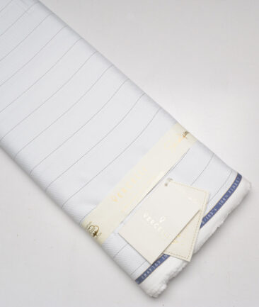 Vercelli Italy 2 Ply 100's Supima Cotton Striped Shirting Fabric (White)