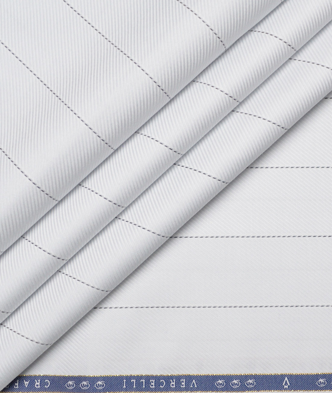 Vercelli Italy 2 Ply 100's Supima Cotton Striped Shirting Fabric (White) Vercelli Italy 2 Ply 100's Supima Cotton Striped Shirting Fabric (White)